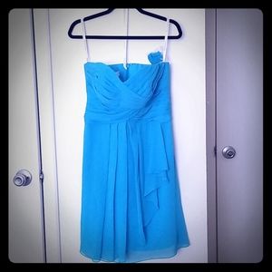 Coral Blue Strapless Formal Dress